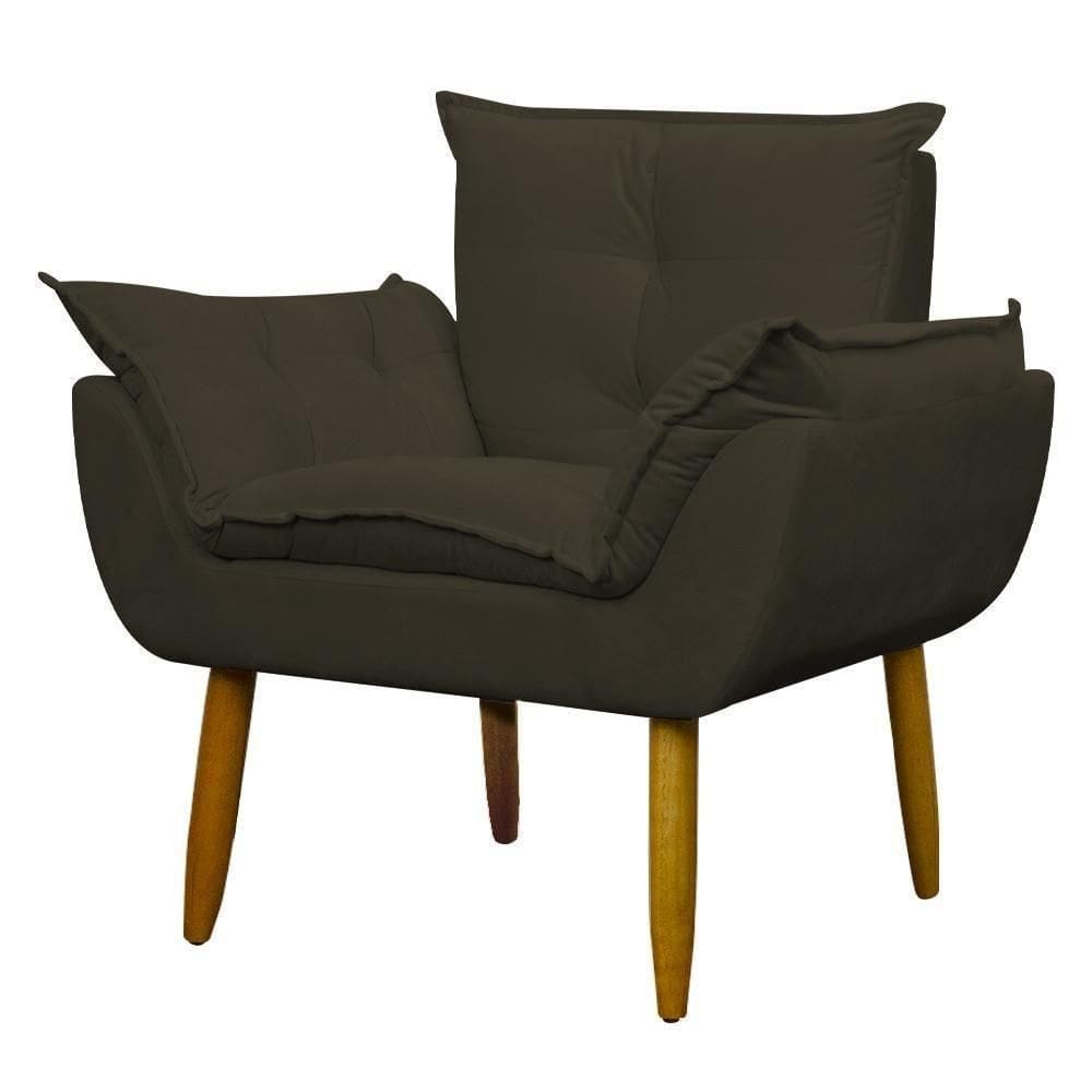 Poltrona Decorativa Para Consultório Opala Suede Herrero Marrom