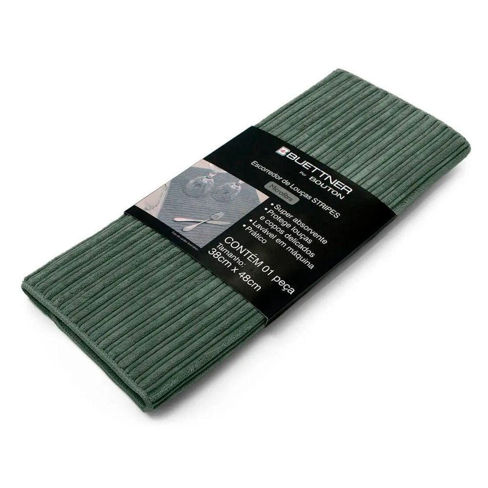 Escorredor De Louça Buettner Microfibra 80% Poliéster-20% Poliamida Cooking Stripes 38cm X 48cm Musgo