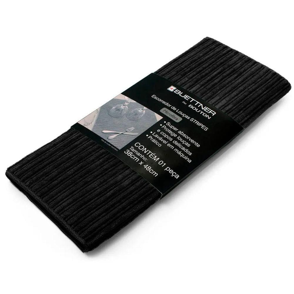 Escorredor De Louça Buettner Microfibra 80% Poliéster-20% Poliamida Cooking Stripes 38cm X 48cm Preto
