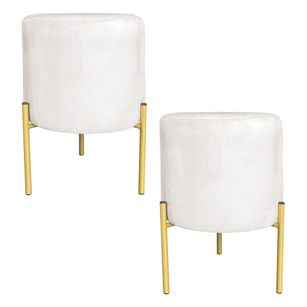 Kit 2 Puffs Decorativo Soren Suede Pés De Ferro Dourado - Pallazio Cor Grafite