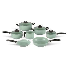 Jogo De Panelas 7 Peças Verde Em Alumínio Antiaderente Ceramic Life Suprema Brinox