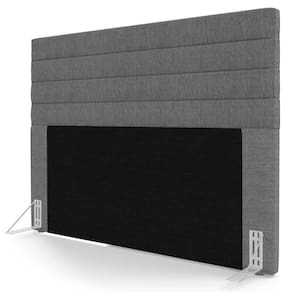 Cabeceira Cama Casal 140cm Rubi W01 Linho Cinza Escuro - Mpozenato