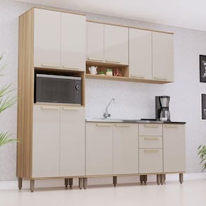 Cozinha Modulada Compacta 5 Peças Sem Tampos E Sem Pia Isis Avelã-mocca Laca