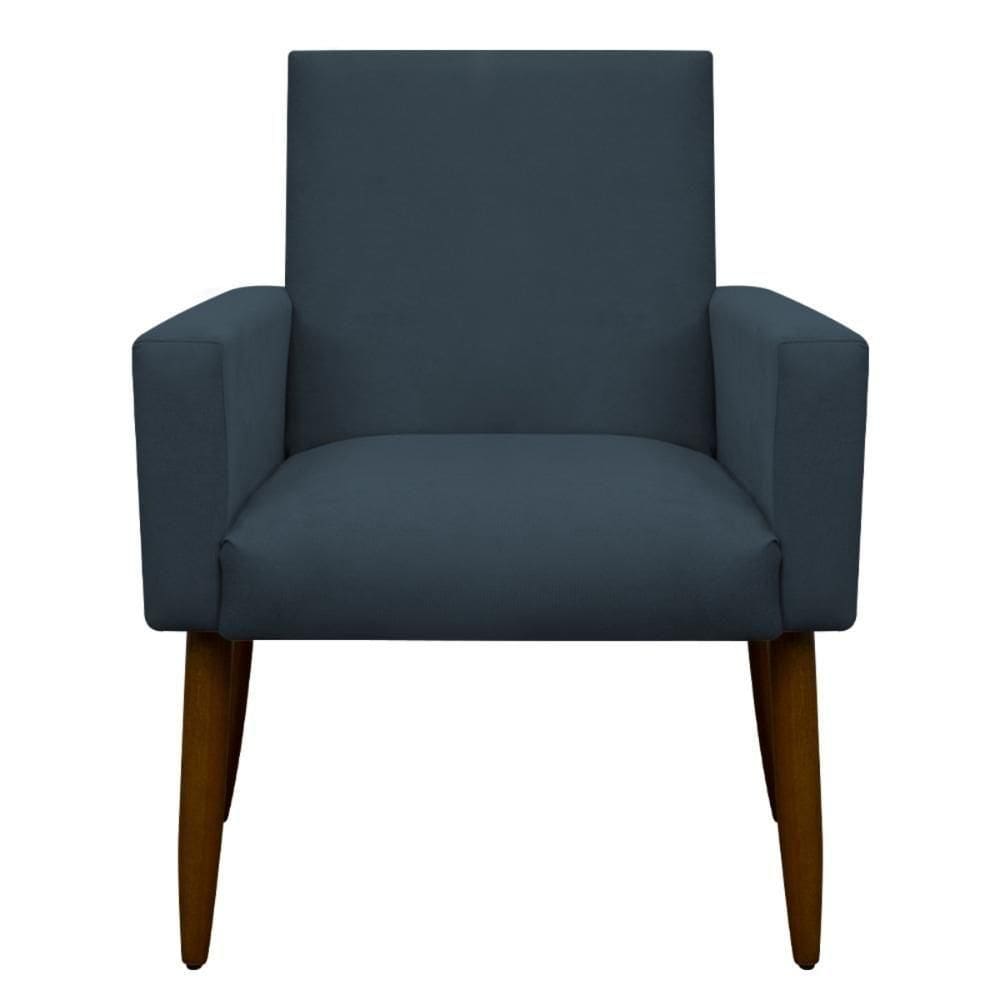 Kit 2 Poltronas Com Puff Redondo Para Sala Nina Azul Marinho