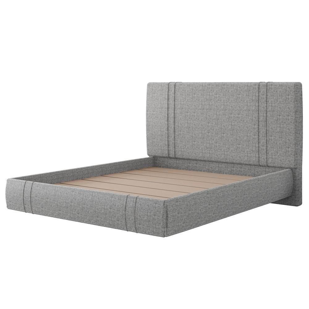 Cama King Flutuante Com Cabeceira 195cm Lyra S05 Linho Cinza - Mpozenato