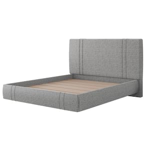 Cama King Flutuante Com Cabeceira 195cm Lyra S05 Linho Cinza - Mpozenato