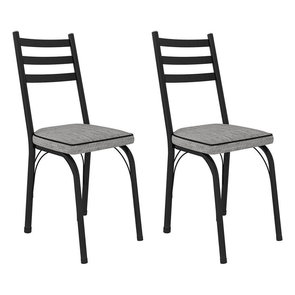 Kit 2 Cadeiras De Cozinha Luisiana Estampado Grafiato Pés De Ferro Preto - Pallazio