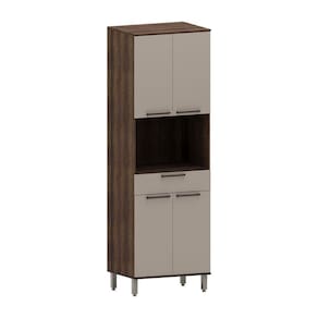 Paneleiro 70cm 4 Portas 1 Gaveta Com Espaço Microondas Luna Nogueira Dourado-cinammon
