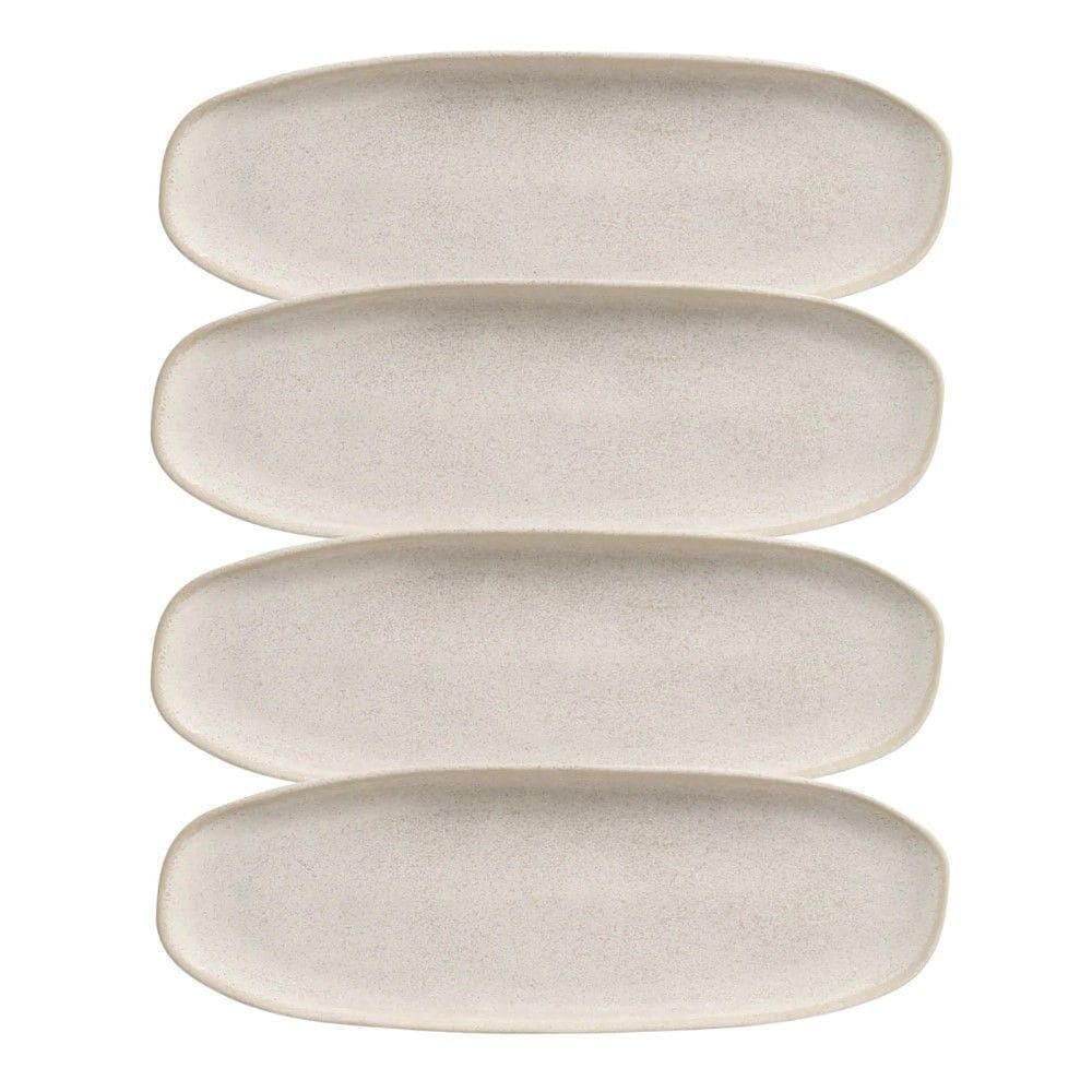 Conjunto Com 04 Travessas Oval Rasa Grande 36x13 Cm Orgânico Latte Porto