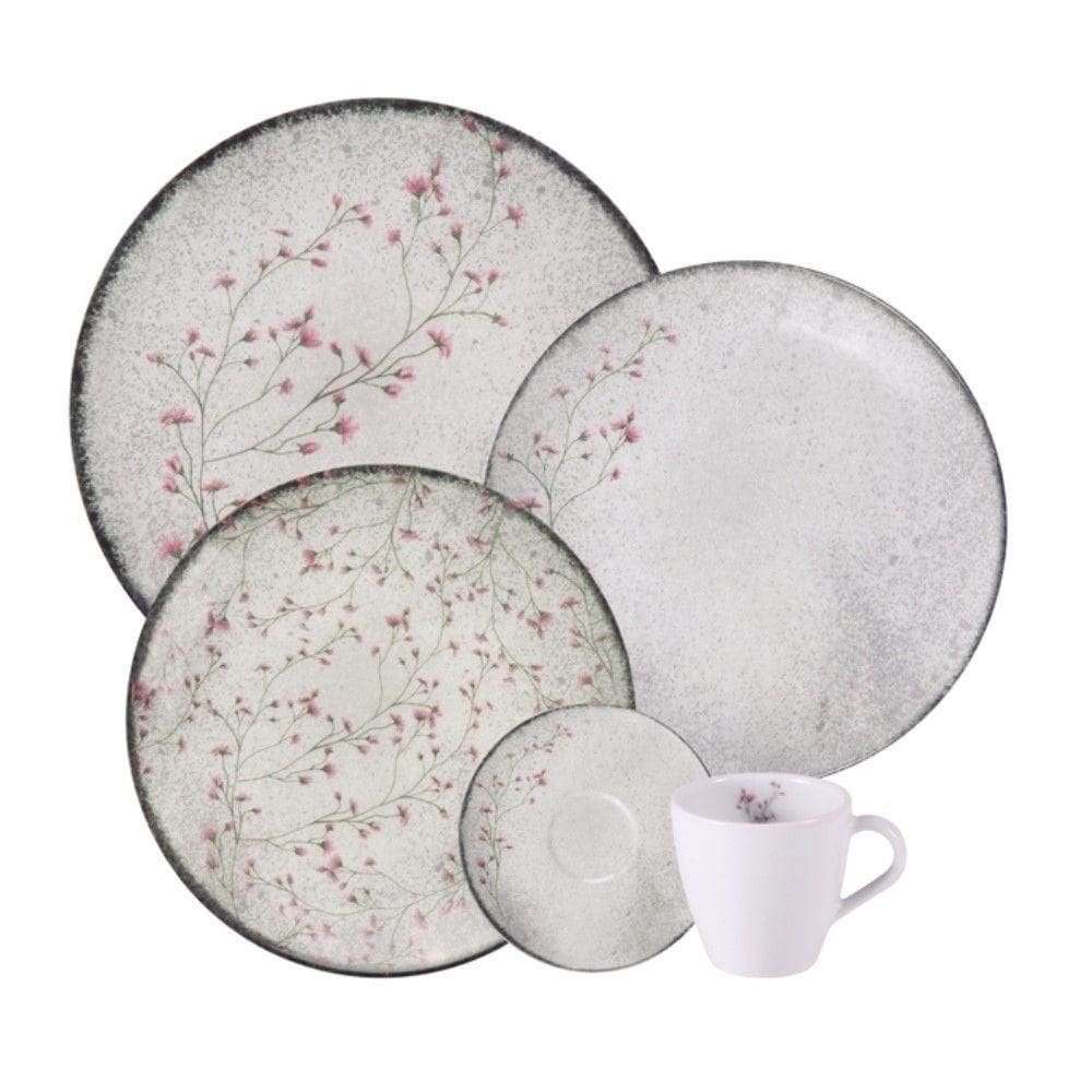 Aparelho De Jantar Em Porcelana 20 Peças Floralis Tramontina