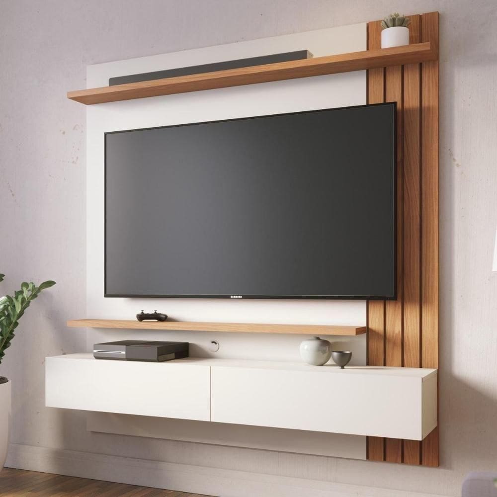 Painel Home Suspenso 2 Portas `s 65” Juriti - Freijó Off White Matte