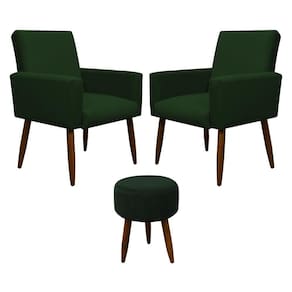 Kit 2 Poltronas Com Puff Redondo Para Sala Nina Verde