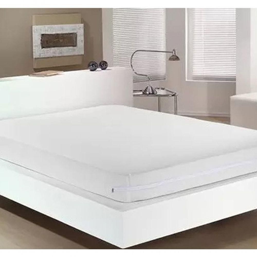 Capa Para Colchão Buettner Casal Malha 100% Algodão Com Zíper Branco