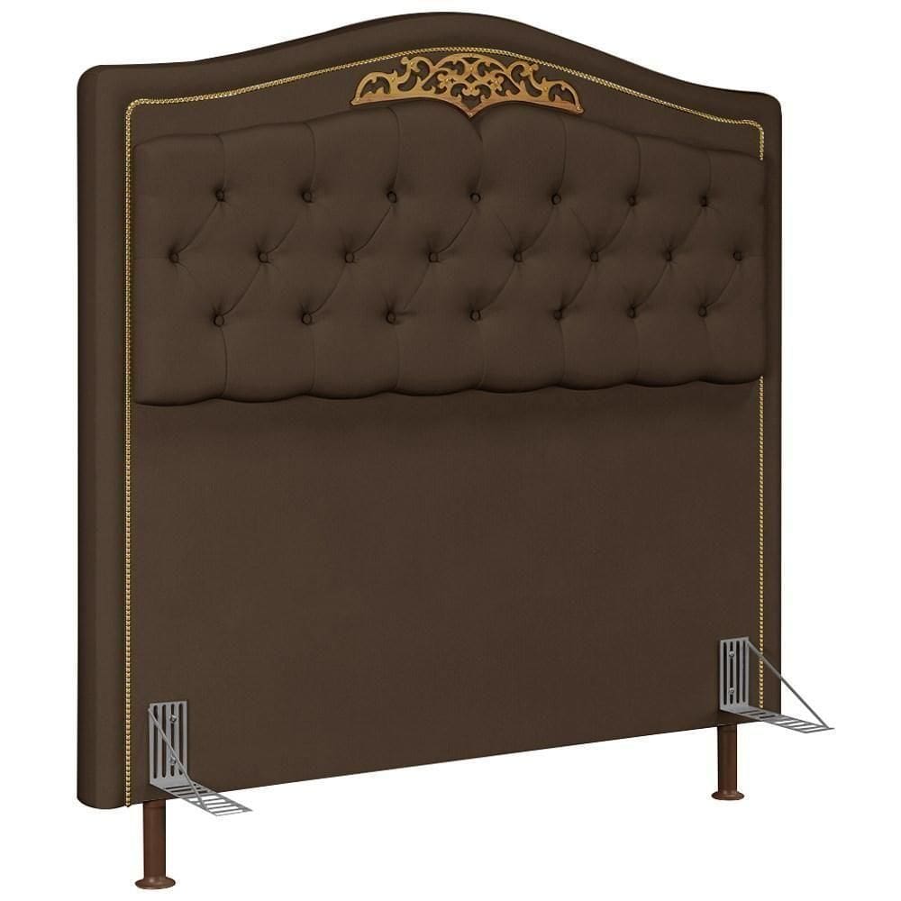 Cabeceira Cama Casal King 195cm Com Tachas Imperial Veludo J02 Chocolate - Mpozenato