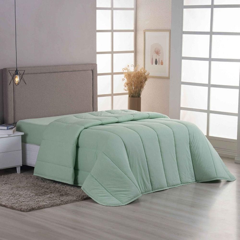 Edredom Coberdrom Sereno King Em Malha - Verde - 100% Algodão