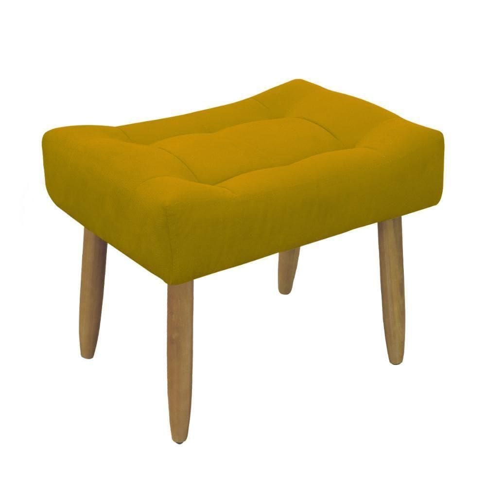 Puff Banqueta Decorativo Pés Madeira Amarelo