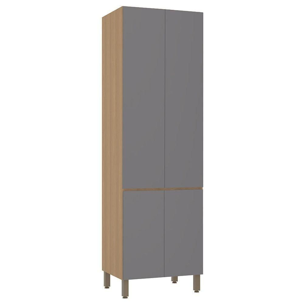 Paneleiro Duplo 70cm 4 Portas Slim Luciane Móveis Freijó-cinza Puro