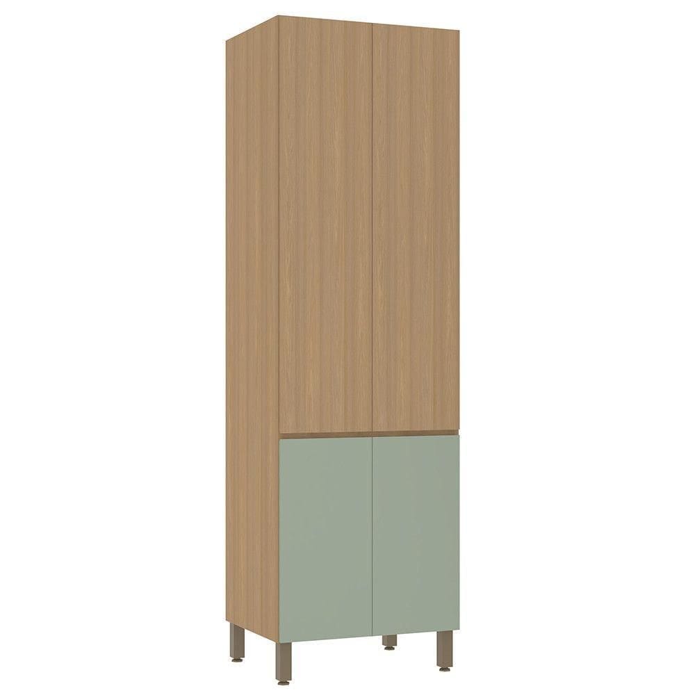 Paneleiro Duplo 70cm 4 Portas Slim Luciane Móveis Freijó-freijó -verde Jade