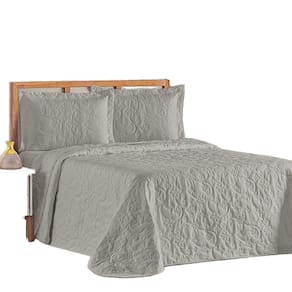 Cobre Leito Colcha Queen Mobili 03 Peças - Cinza - 100% Poliéster
