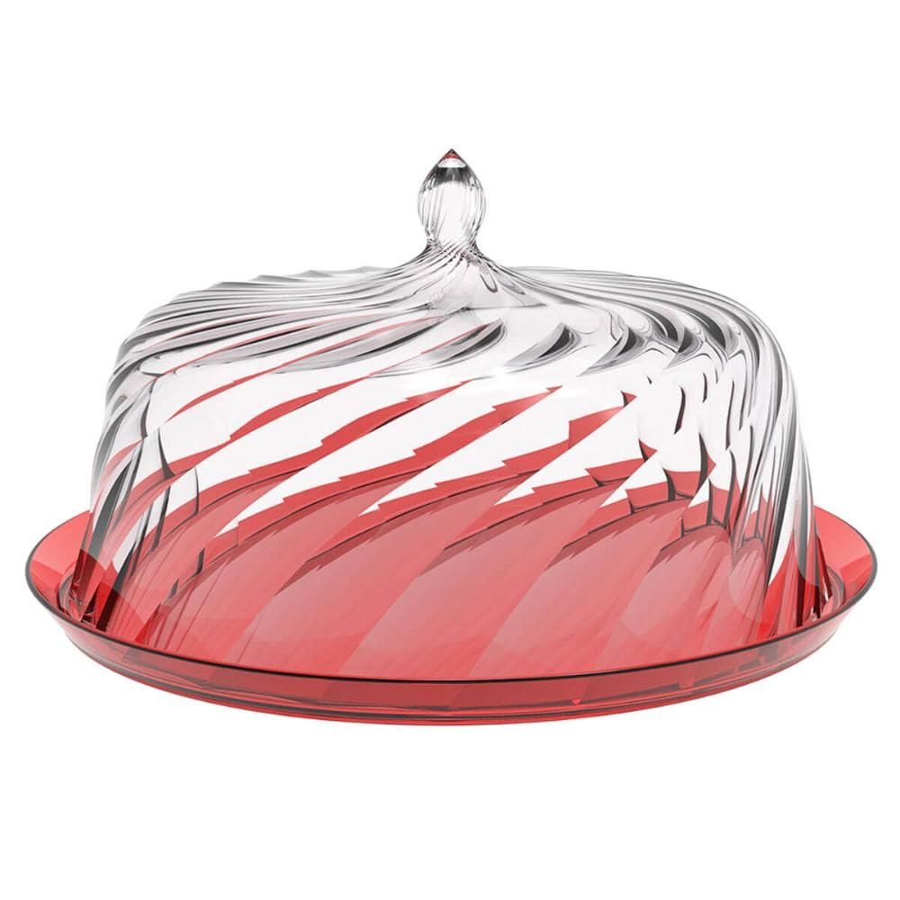 Boleira com Cúpula 30cm Crippa Vermelho Transparente Porta B