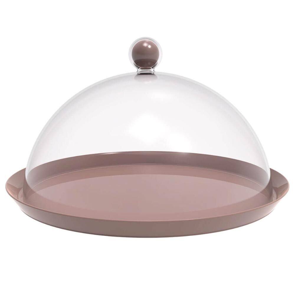 Porta Bolo Torta 30cm Bubble com Cúpula Amêndoa Crippa Bolei