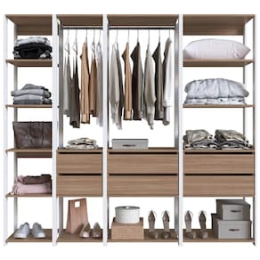 Guarda Roupa Closet 4 Peças com 2 Cabideiros 6 Gavetas e 11 Nichos Easy Prodecor