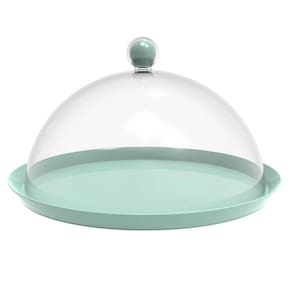 Porta Bolo Torta 30cm Verde Menta Bubble com Cúpula Crippa Boleira Doces Petiscos