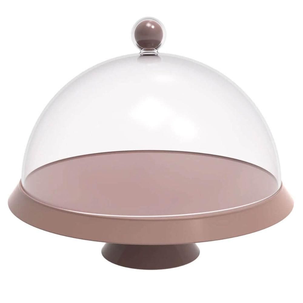 Porta Bolo 25cm Bubble com Cúpula e Pé Crippa Amêndoa Tortas