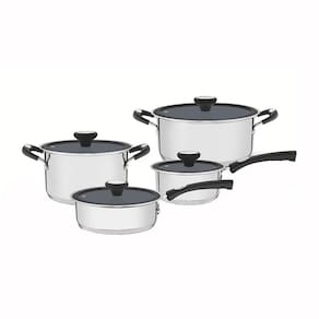 Jogo de Panelas Solar Ceramic Aço Inox Fundo Triplo Rev Interno Cerâmico 4 Peças Tramontina 65120026