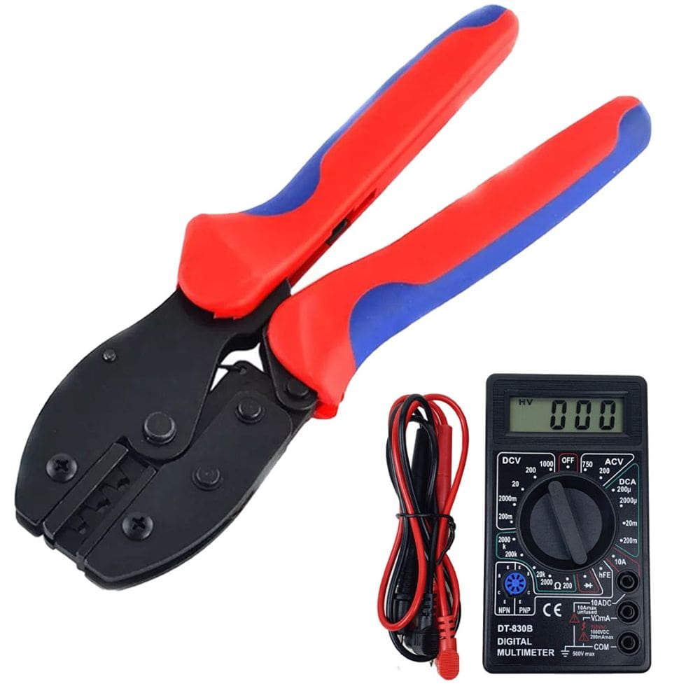 Alicate Crimpador Conector MC4 Energia Solar + Multímetro