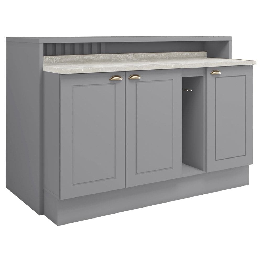 Bancada E Balcao Gourmet 146 cm CE818 Americana Cinza Calcare Henn