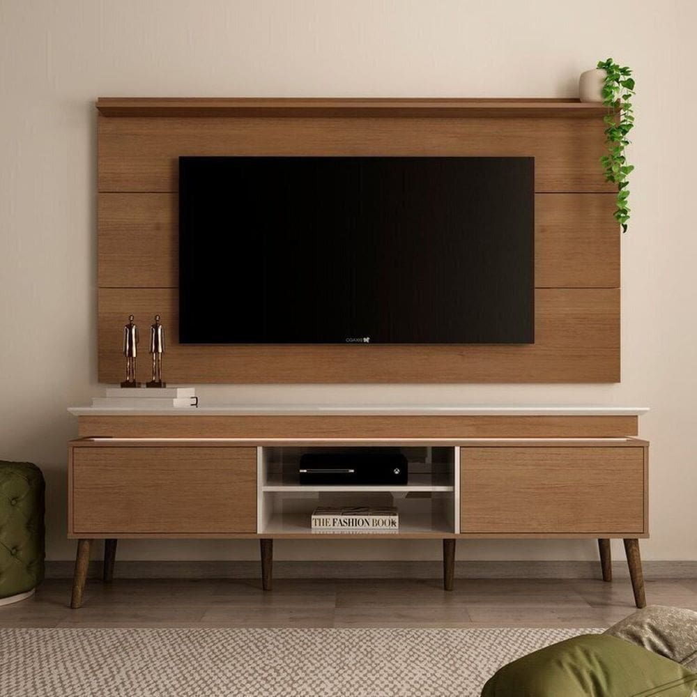 Rack com Painel com Suporte para Tv até 60 Polegadas Cinamomo/Off White