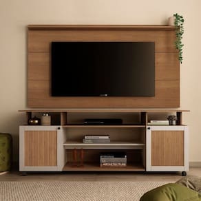Rack com Painel com Suporte para Tv até 60 Polegadas Cinamomo/Off White