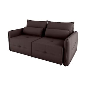 Sofá Cama 2 Lugares Com Almofadas 205cm Matrix Suede Marrom