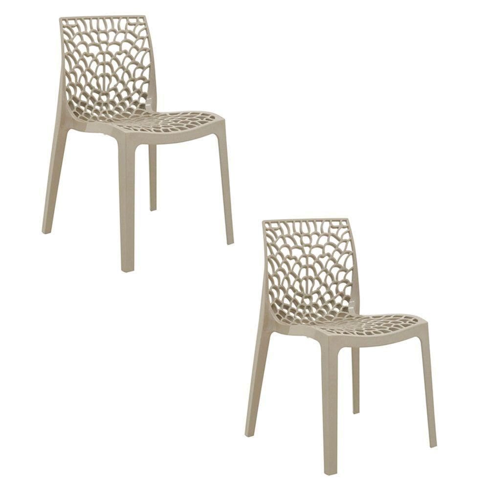 Cadeira Sala De Jantar Kit 2 Gruvyer Nude R02 - D`rossi