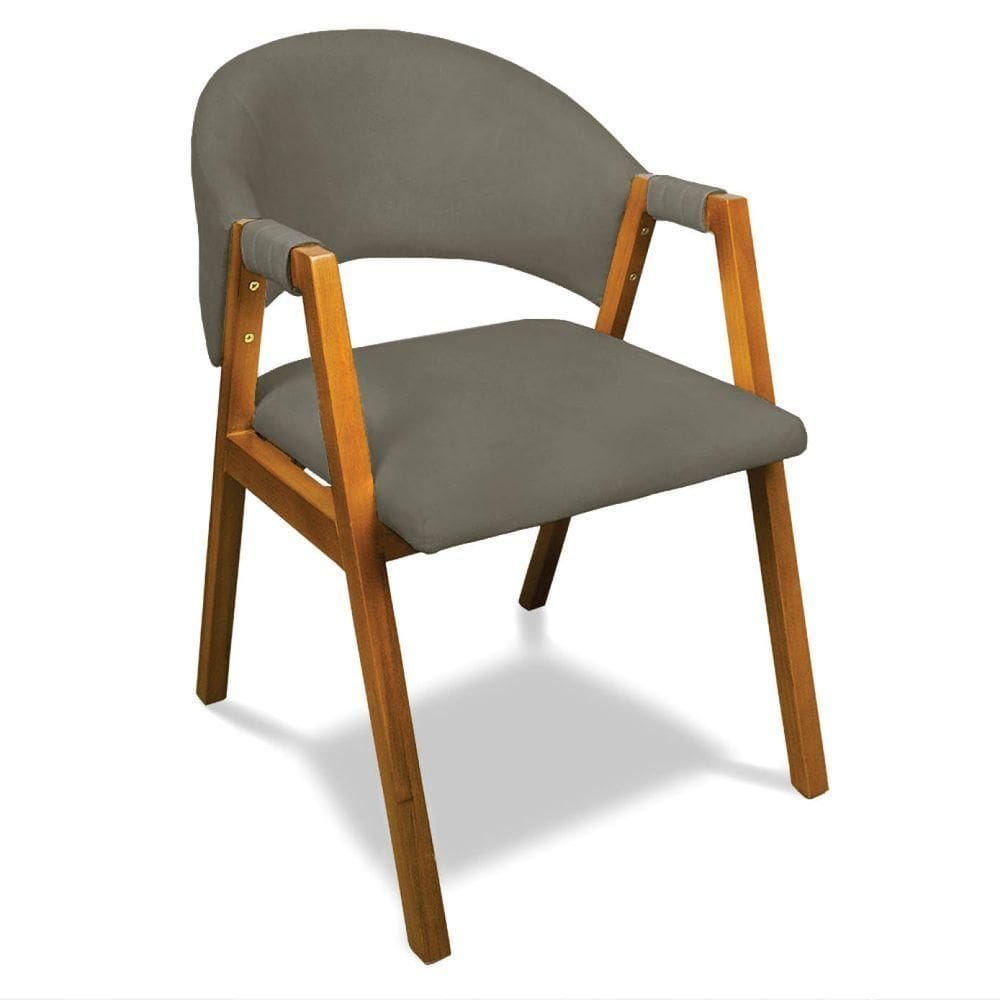 Cadeira Sala De Jantar Em Madeira Yara Suede Grafite D03 - D`rossi