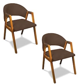 Cadeira Sala De Jantar Em Madeira Kit 2 Yara Suede Marrom D03 - D`rossi
