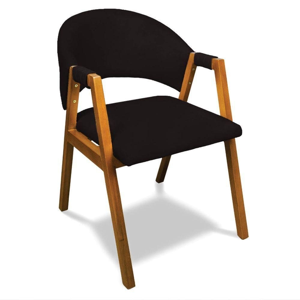 Cadeira Sala De Jantar Em Madeira Yara Suede Preto D03 - D`rossi