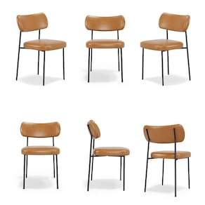 Cadeiras De Jantar Base Ferro Nile Kit 6 Sintético Pu A08 - D`rossi Cor Caramelo