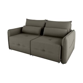 Sofá Cama 2 Lugares Com Almofadas 205cm Celine Matrix Suede Capuccino