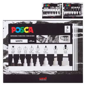 Conjunto de marcadores de tinta acrílica Uni Posca de 8 pontas branco não tóxico