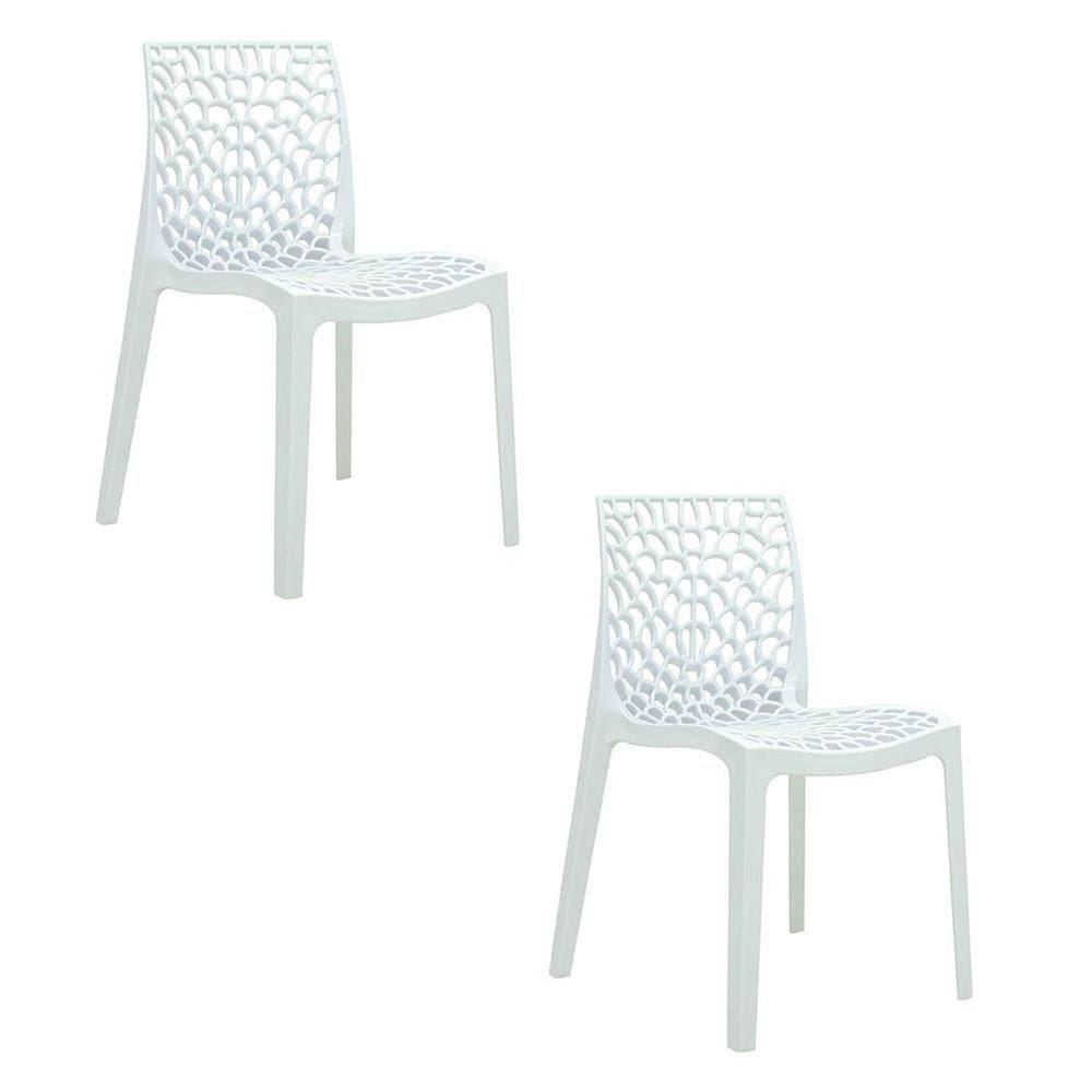 Cadeira Sala De Jantar Kit 2 Gruvyer Branco R02 - D`rossi