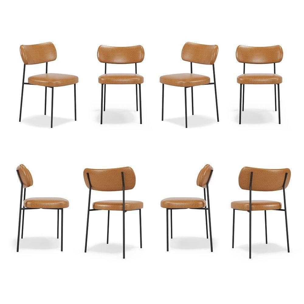 Cadeiras De Jantar Base Ferro Nile Kit 8 Sintético Pu A08 - D`rossi Cor Caramelo