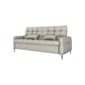 Sofá Cama Reclinável Com Almofadas 3 Lugares 200cm Pillar Matrix Linho Cinza