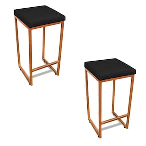 Banqueta Alta Para Cozinha Industrial Kit 2 Nick Bronze E SintéticoPreto D03 - D`rossi
