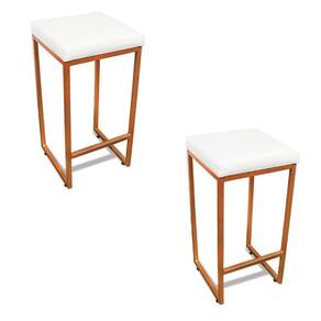 Banqueta Alta Para Cozinha Industrial Kit 2 Nick Bronze E SintéticoBranco D03 - D`rossi