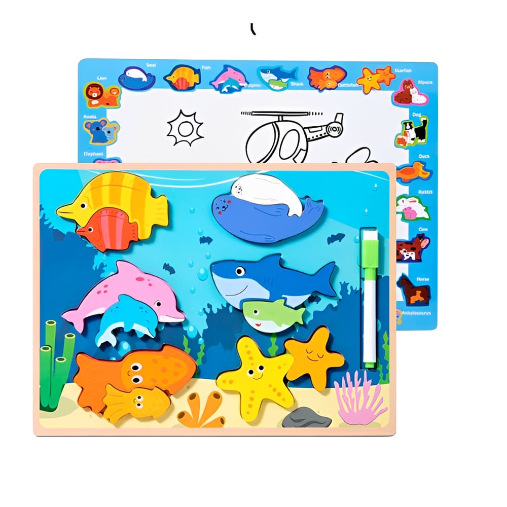 Quebra-Cabeça De Mdf 3D Infantil Educativo Com Quadro Branco Para Desenho