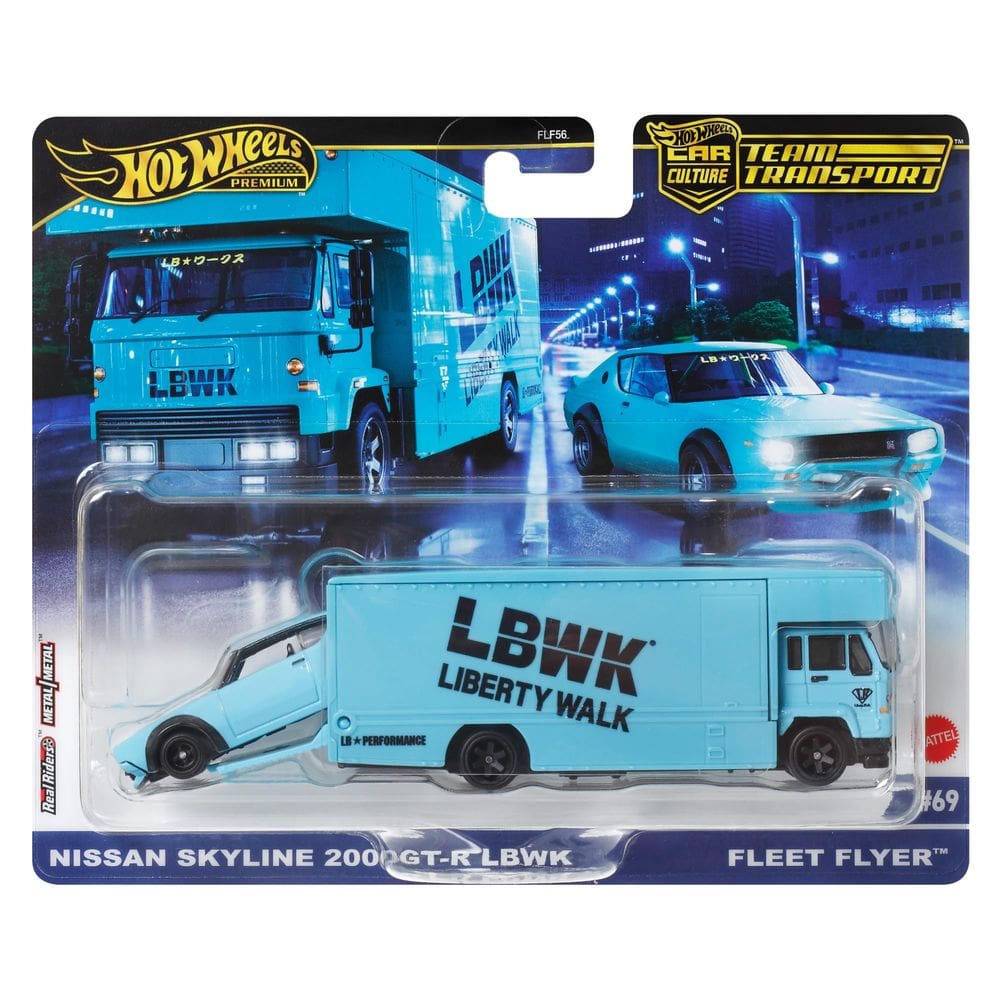 Conjunto de carros Hot Wheels Premium Team Transport LBWK Liberty Walk