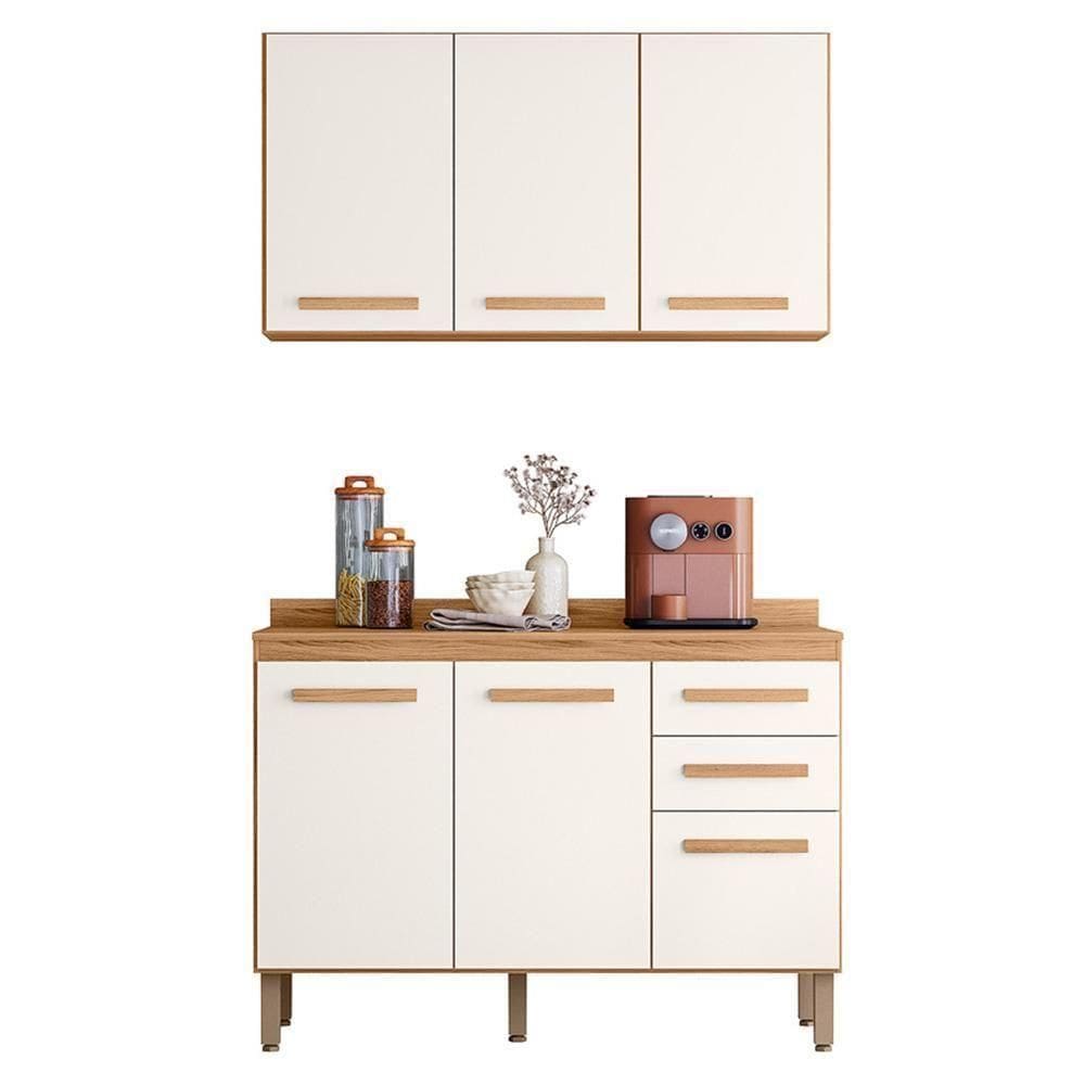 Cozinha Modulada Intenza Amore 2 Peças Freijó-off White Cristal - Nicioli Freijó-off White Cristal