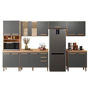 Cozinha Modulada Intenza Ravena 6 Peças Freijó-chumbo - Nicioli Freijó-chumbo